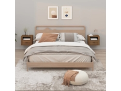 Mesitas de Noche LOVELY HOME Mesinha Parede 2 Pcs 50X36X40 Cm Carvalho Castanho