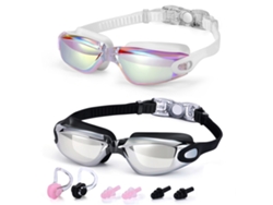 Gafas de natación para adultos, de silicona, antirayaduras y con revestimiento metálico.