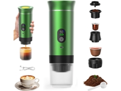 Cafetera portátil con pantalla digital, de cápsulas pequeñas, apta para café molido y cápsulas grandes y pequeñas (verde)