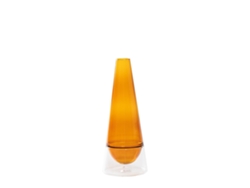 Jarrón Conosfera 58 Artesanal De Vidrio Borosilicato Soplado A Mano Con Técnica Incalmo, Diseño Geométrico Ámbar Bicolor, Diámetro 58 Mm, Moderno.