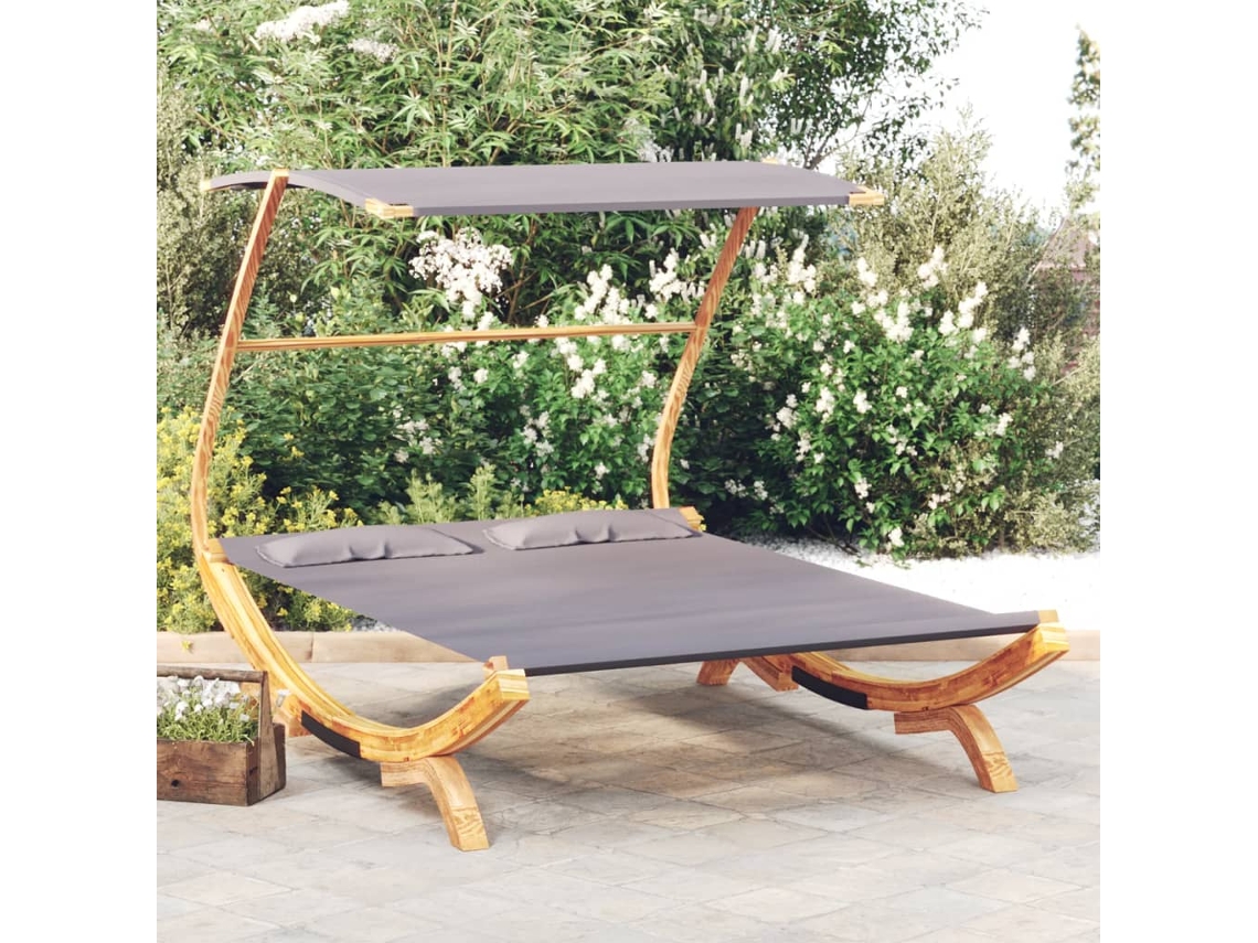 Tumbona HARLANV1 con dosel, 165x203x138 cm, madera curvada color antracita.