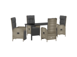 Conjunto de comedor de jardín Vidaxl de 5 piezas con cojines, ratán sintético gris