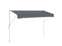 Toldo retráctil manual de 4x1,2 m, altura ajustable de 170 a 280 cm, con manivela, resistente al agua y a los rayos UV, color gris oscuro.