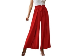 2026-pantalones De Mujer De Alto Talle Con Volante Y Abertura Elegantes Y Fluyentes Para Lounge Xxl Rojo