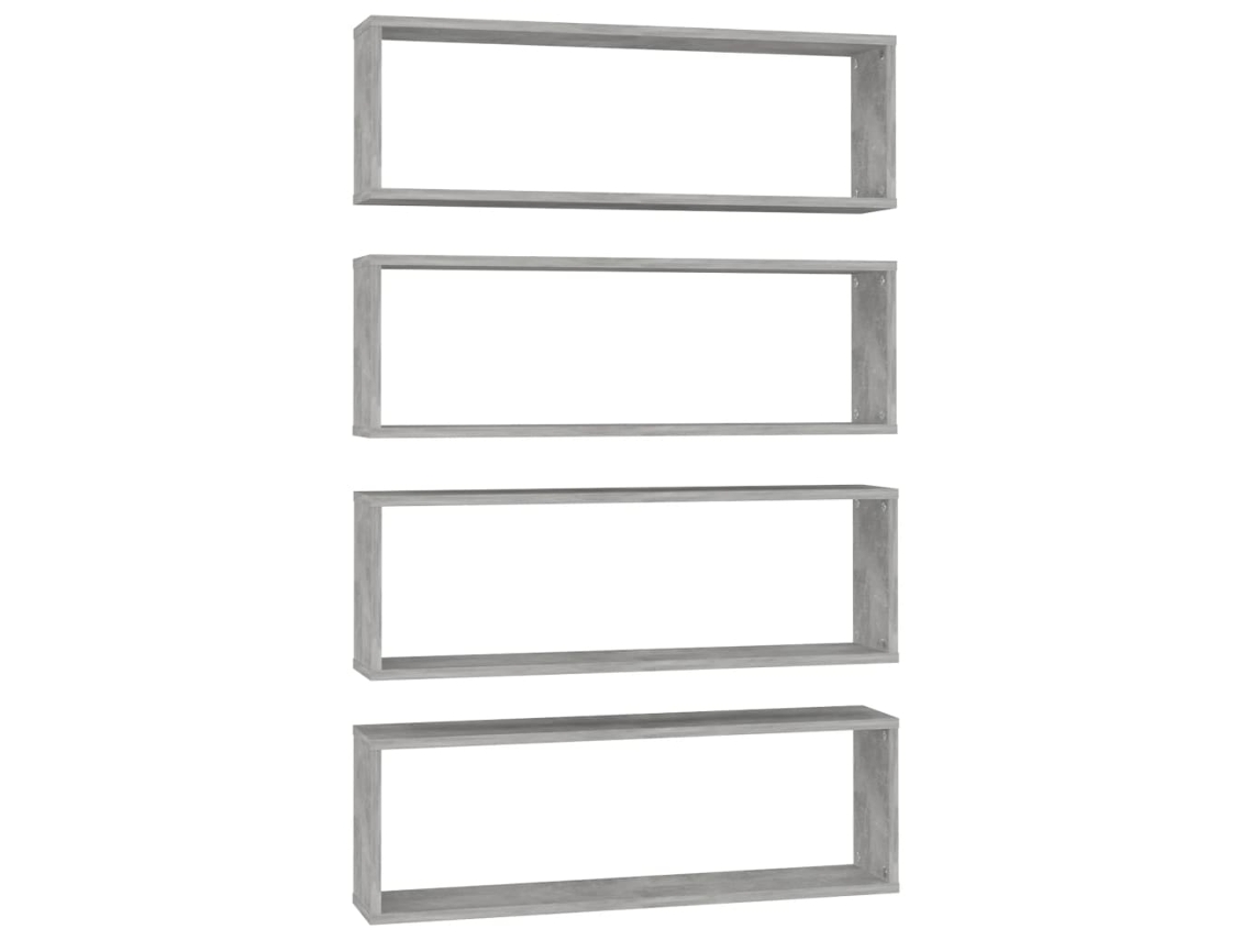 Juego de 4 estantes de pared cúbicos MAISON EXCLUSIVE Cemento Gris Derivados de Madera
