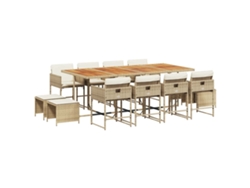 Maison Exclusive - Set Comedor De Jardín Con Cojines 13 Pzas Ratán Sintético Beige
