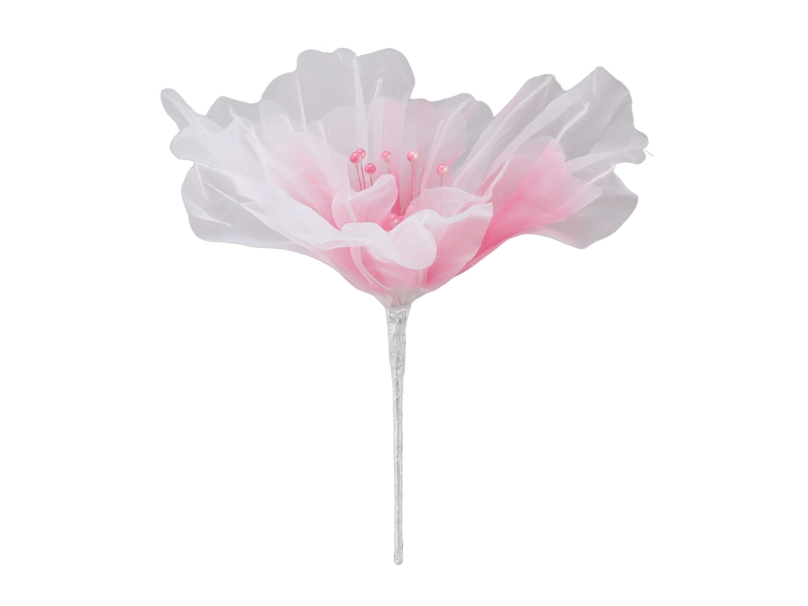 Flor Artificial De Organza De 50 Cm (19,7 Pulgadas), Rosa Vibrante, Ligera Y Reutilizable Para Decoración De Bodas Y Fotografía.