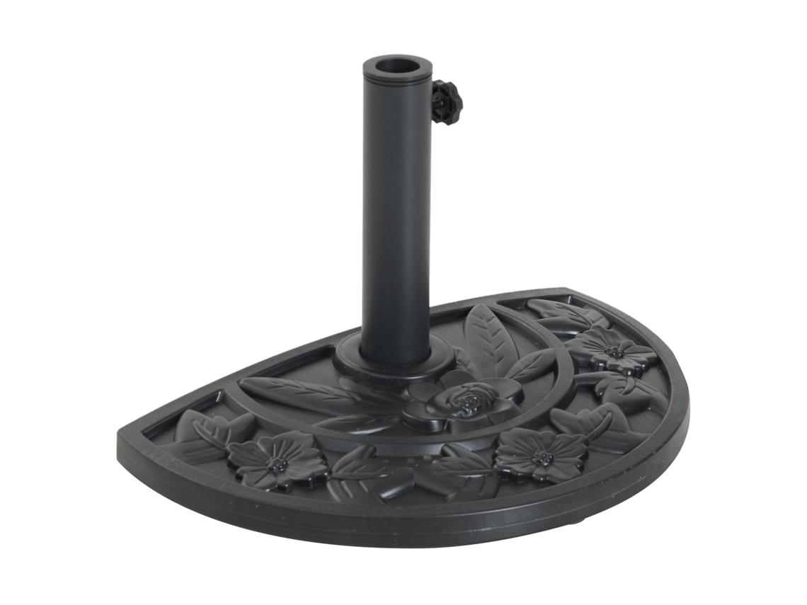 Base Semicircular Para Sombrilla, 9 Kg, Cemento, Mástil De 35-48 Mm, Color Negro, Para Terrazas.