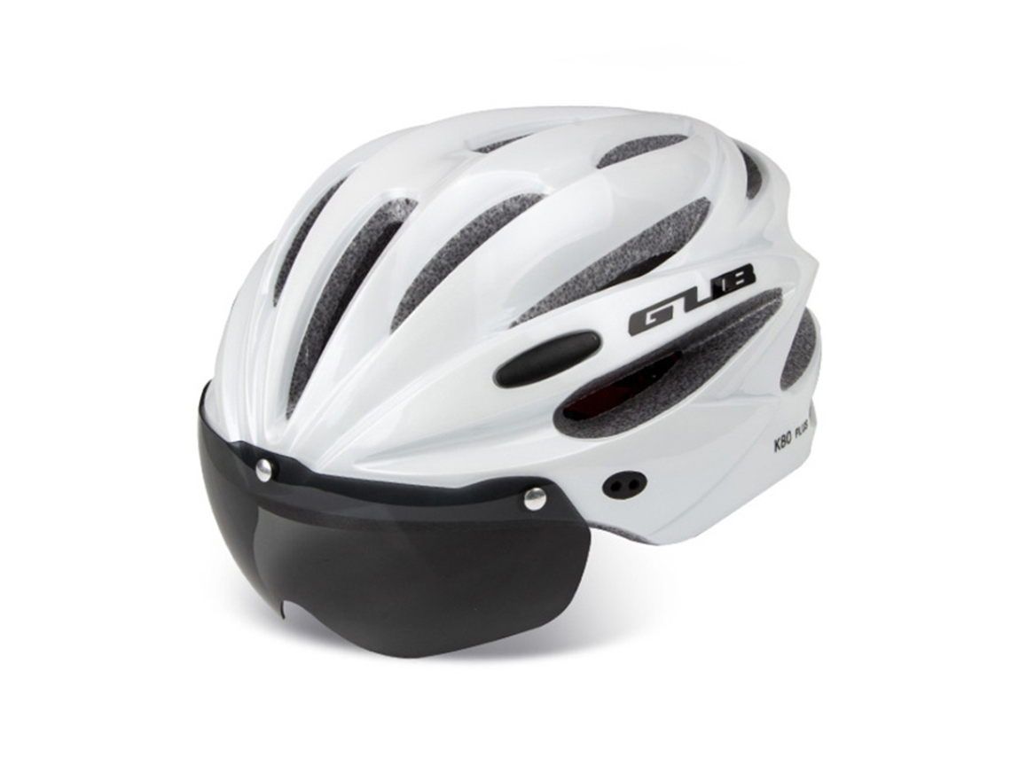 (color: Blanco) Casco De Bicicleta Con Visera Solar Y Gafas Protectoras.