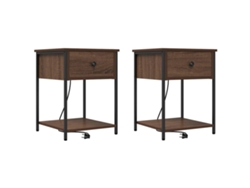 Maison Exclusive - Armario De Noche Con Cajón 2 Pcs Roble Marrón 42 X 41 X 56 Cm