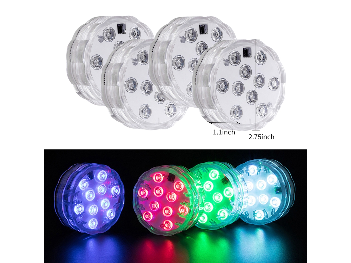 Luces LED sumergibles (control remoto de 16 colores)
