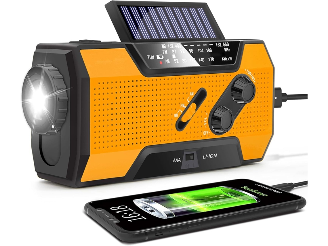 Radio solar de emergencia de 2000 mAh, generador de energía multifuncional con linterna Cuich (naranja)