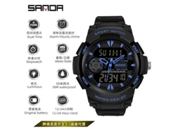 Reloj Electrónico Deportivo De Estilo Militar Resistente Al Agua (negro Y Azul) Reloj De Pulsera Digital Luminoso De Moda