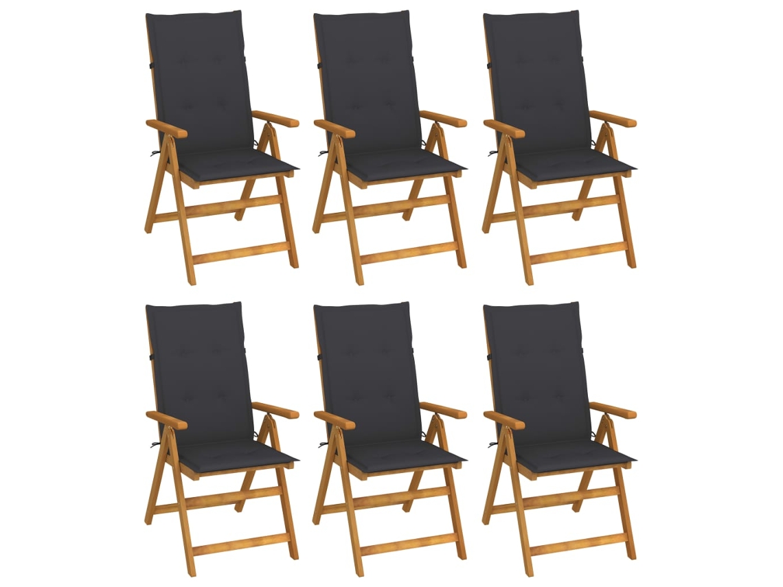 Sillas de jardín plegables de 6 piezas con cojines DKD Home Decor