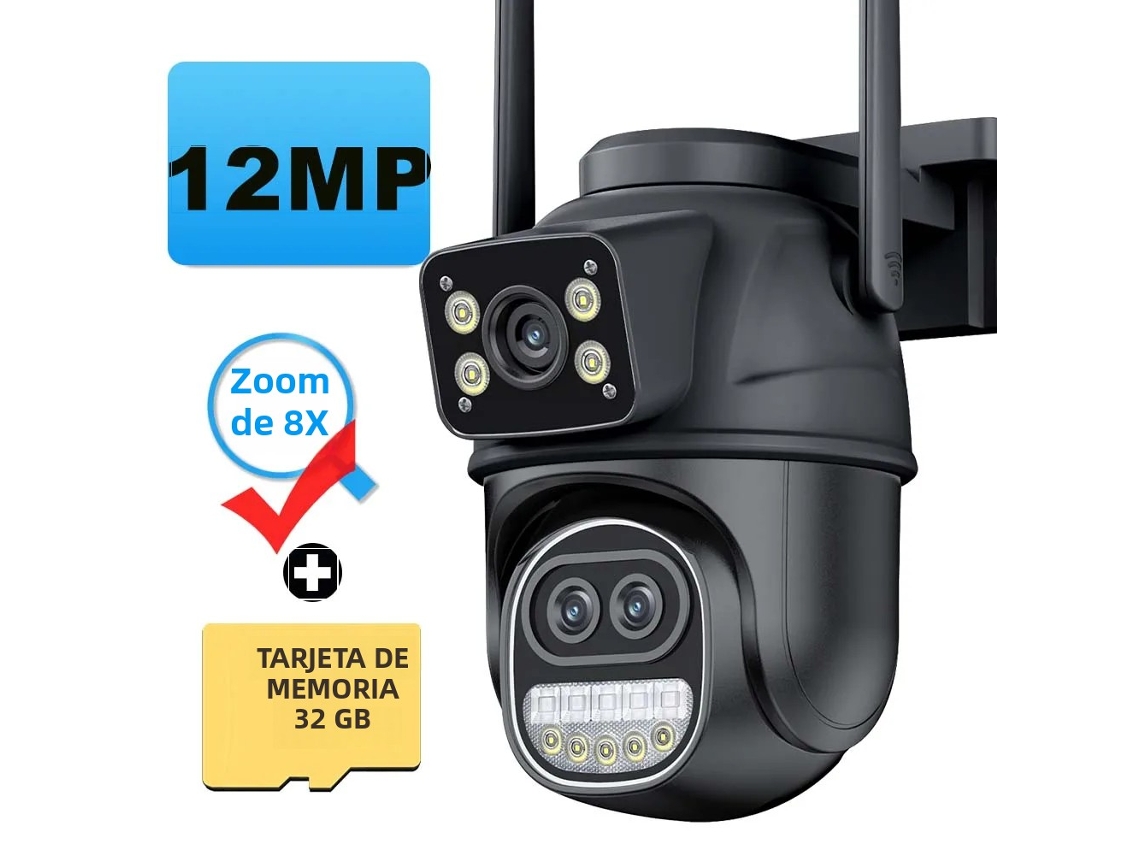 Cámara Mdug De 12 Mp Y 6k, 32 Gbmemoria Wi-ficámara De Seguridad Para Exteriores, Pantalla Dual,8objetivo Zoom
