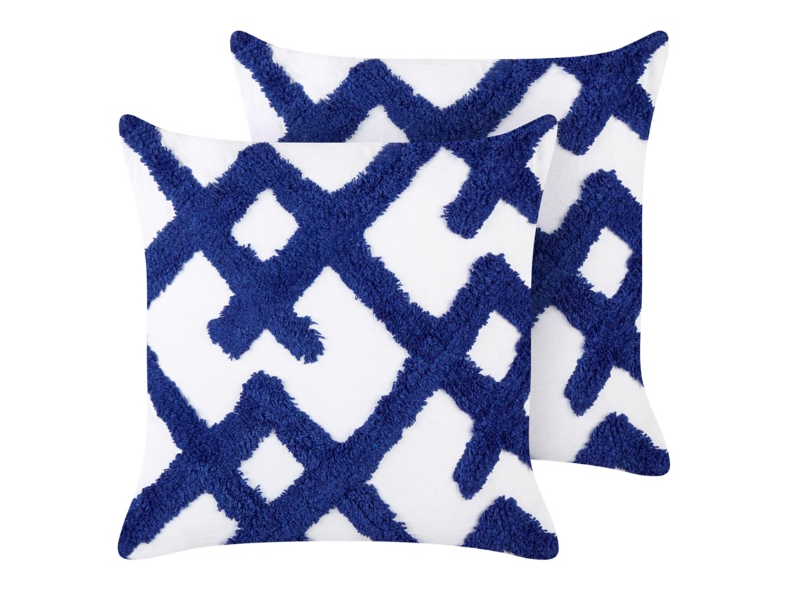Cojines decorativos modernos BELIANI Hazel de Algodón Azul 45x45x4
