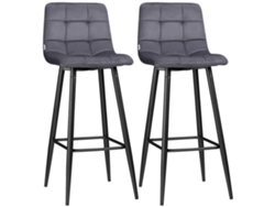 Juego de 2 taburetes de bar retro con reposapiés, 42x55x103 cm, color gris.