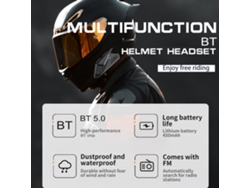 Auriculares Para Casco De Motocicleta Bt5.0: Resistentes Al Agua, Con Reducción De Ruido, Llamada Automática Y Radio Fm.