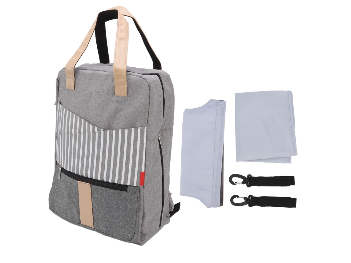 Mochila Cambiador Portátil Multifuncional Con Correas Acolchadas Para Viajes - Gris