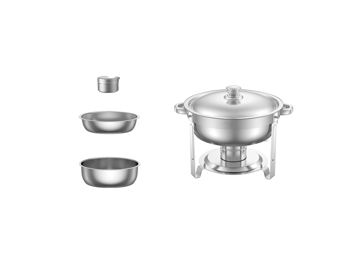 Chafing Dish, capacidad de 5 cuartos, acero inoxidable duradero, plateado