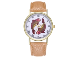 Reloj De Pulsera Analógico De Aleación Y Cuero Moda Ocio Regalo T66-a Beige