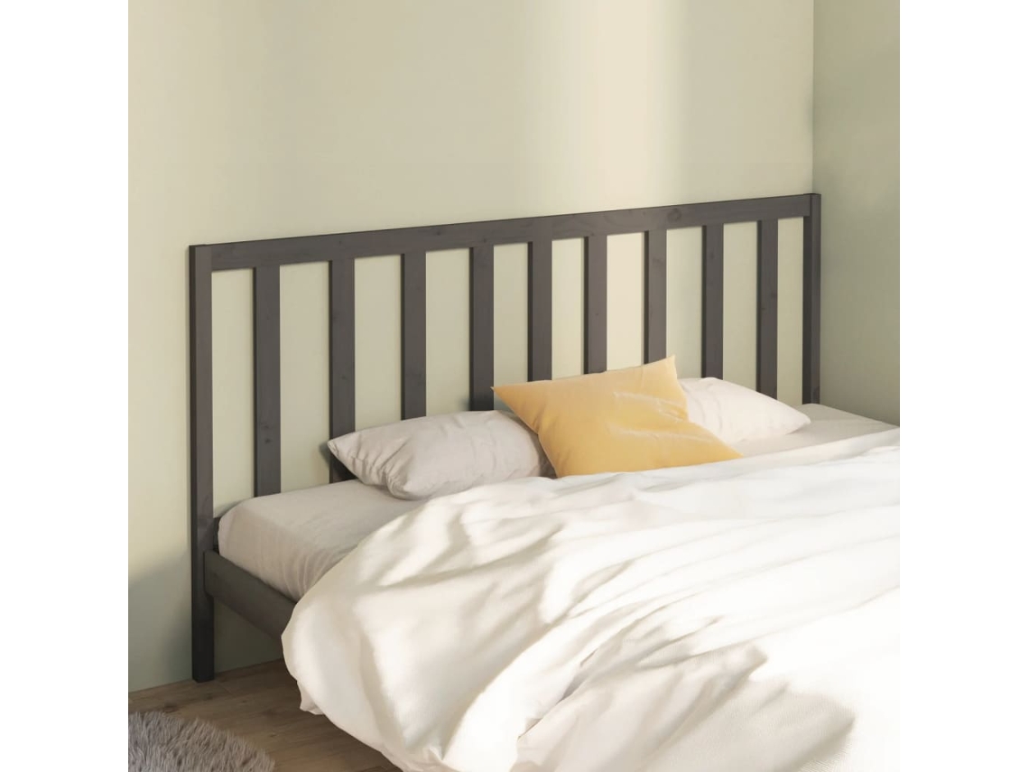Cabecero De Cama Madera Maciza De Pino Gris 186x4x100 Cm