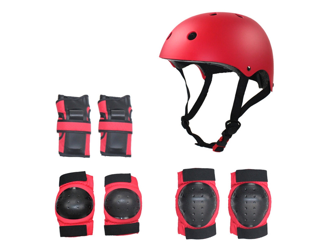 Monopatín Equilibrio Bicicleta Patinaje Casco Protección Set YUYSAN Rojo Talla L (51-75kg)