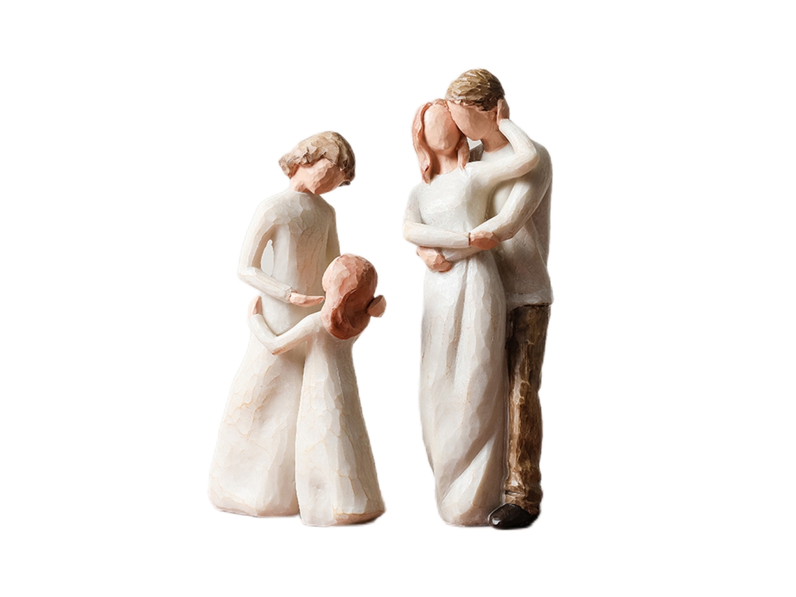 Figura familiar con tres promesas de amor, decoración moderna para dormitorio