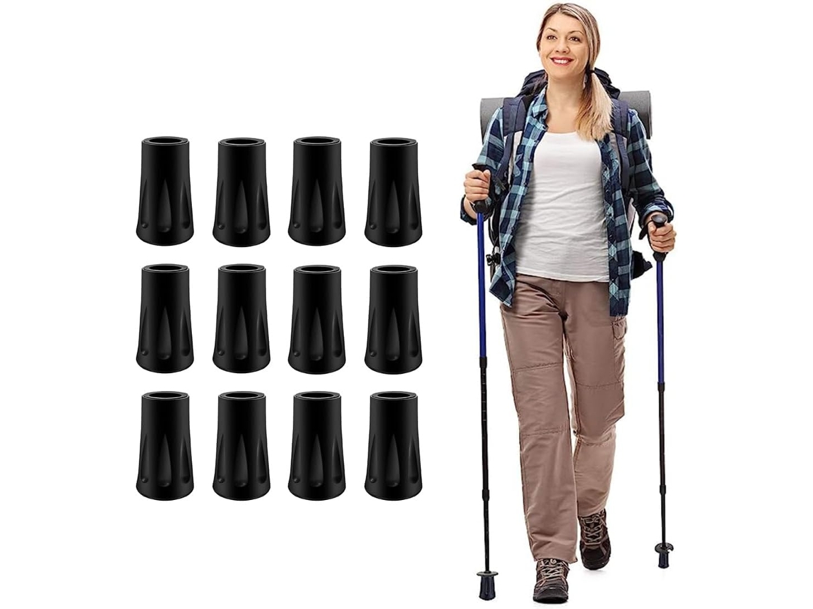 12 puntas para bastones de marcha nórdica de 11 mm, fundas protectoras de goma para bastones de marcha, asfalto, grava y montaña.