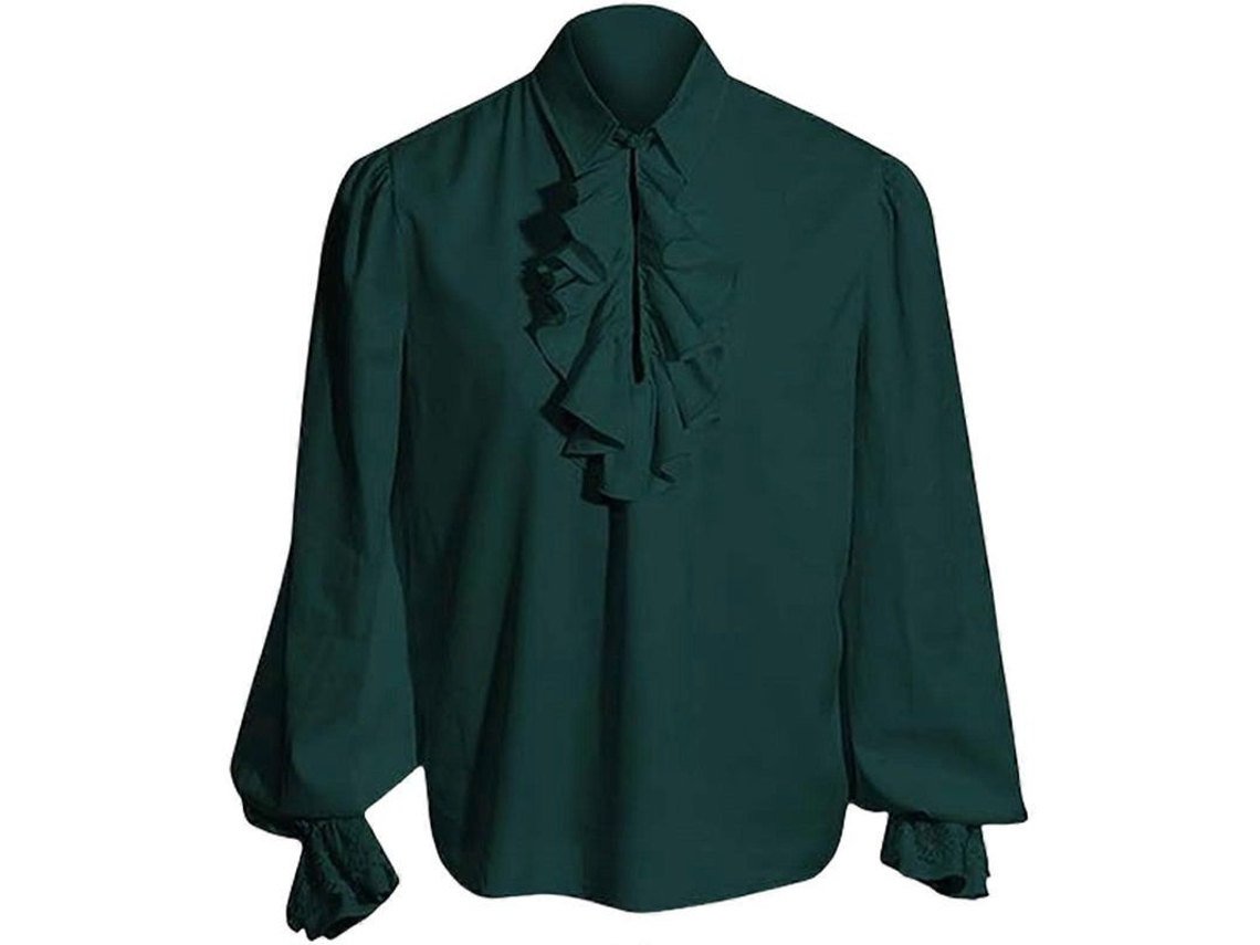 Camisa De Pirata Medieval Para Hombre, Manga Larga, Blusa Steampunk Renacentista, Disfraz Blanco