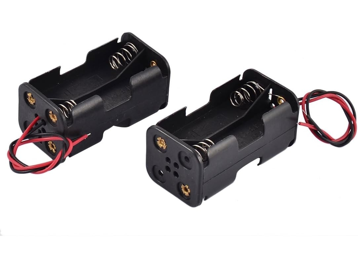 Juego de 2 cajas de almacenamiento negras de doble cara para 4 pilas AA de 1,5 V. CHABERLU