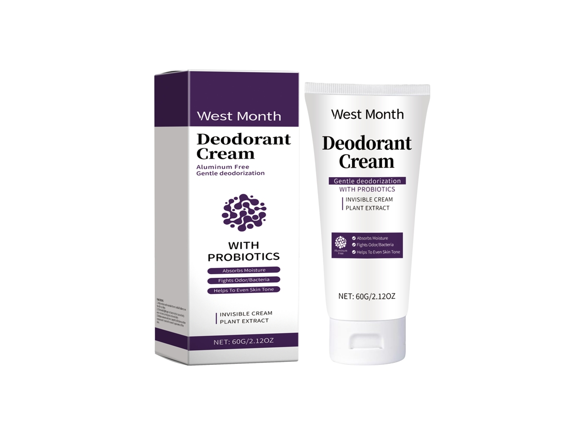 Crema desodorante probiótica suave y eficaz para la piel.
