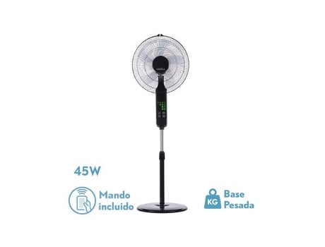 Ventilador de Pie Rodium Negro 45W Oscilante Táctil FABRILAMP