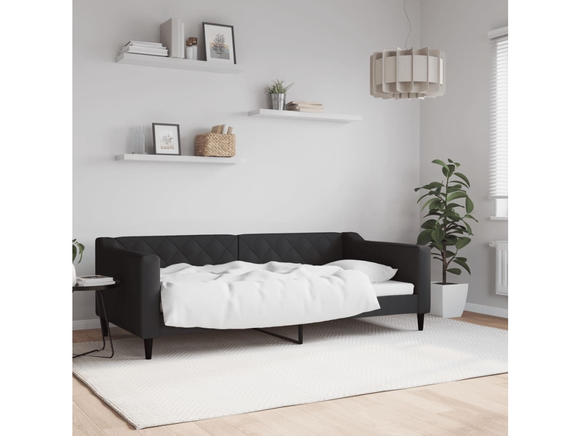 Sofá Cama Sin Colchón Tela Negro 90x190 Cm