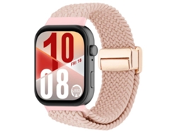 Bracelete Para Huawei Watch Fit 4 / Fit 4 Pro / Fit 3 - Trançado - Fivela Magnética Rosa-areia