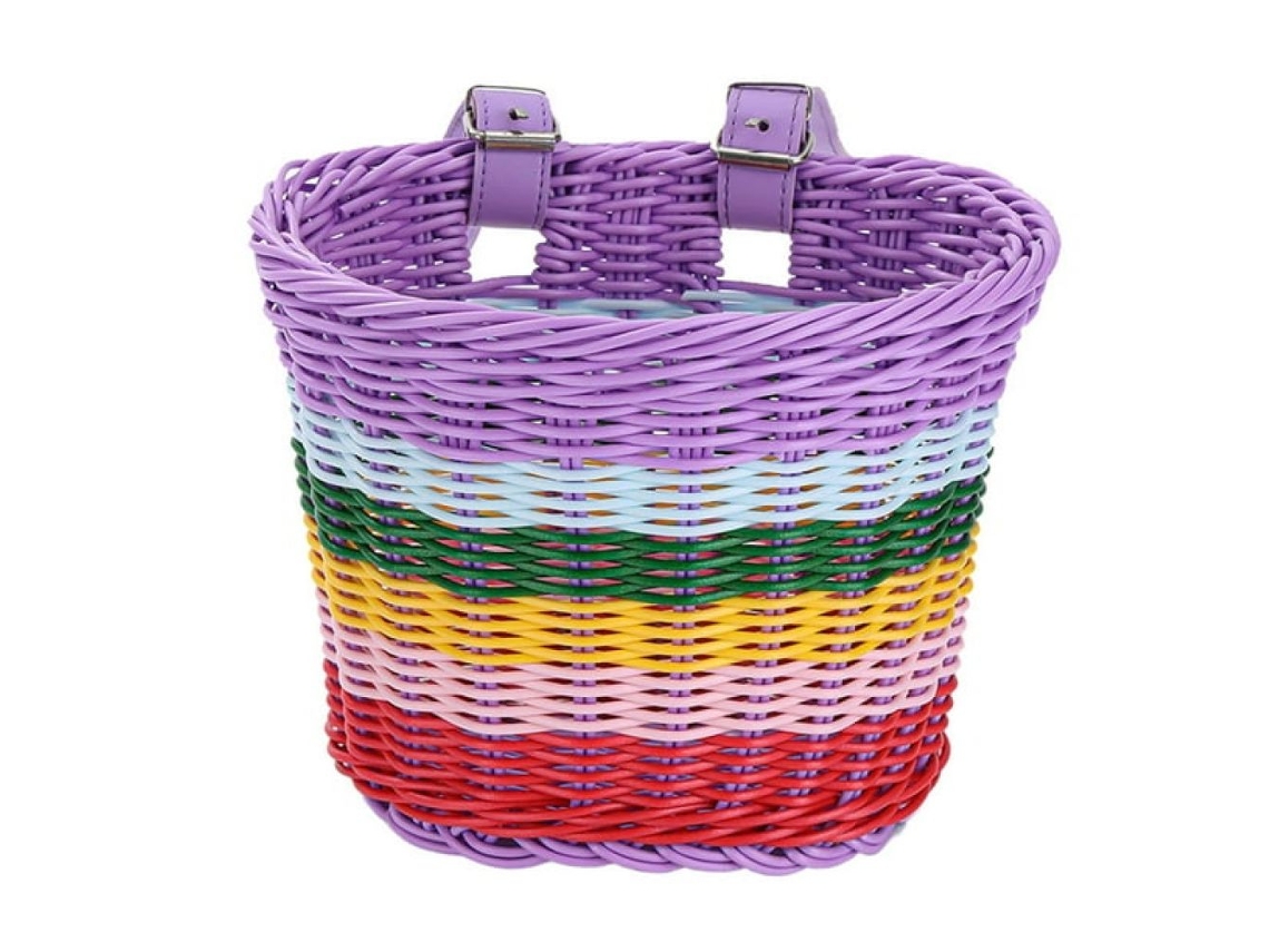 Cesta De Estilo Pastoral, Cestas De Bicicleta Tejidas A Mano En Varios Colores Para Niños Con Almacenamiento Impermeable Y Soporte Ajustable Para Mani