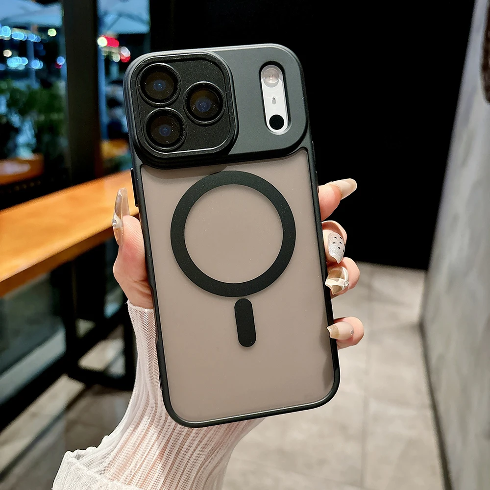(negro, Iphone 12 Pro Max) Funda Para Teléfono Semitransparente Mate, Compatible Con Carga Inalámbrica Magnética, Carcasa Rígida A Prueba De Golpes.