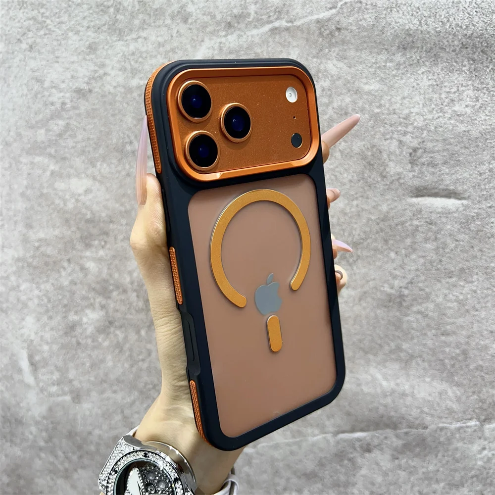 (iphone 13, Naranja) Funda Magnética Mate Para Teléfono, Apta Para Iphone, Carcasa Rígida Semitransparente A Prueba De Golpes.