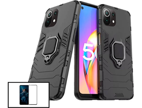 Kit Protector de Cristal Templado 5D Full Cover y Funda 3X1 Military Defender Xiaomi Mi 11 Pro PHONECARE Negro