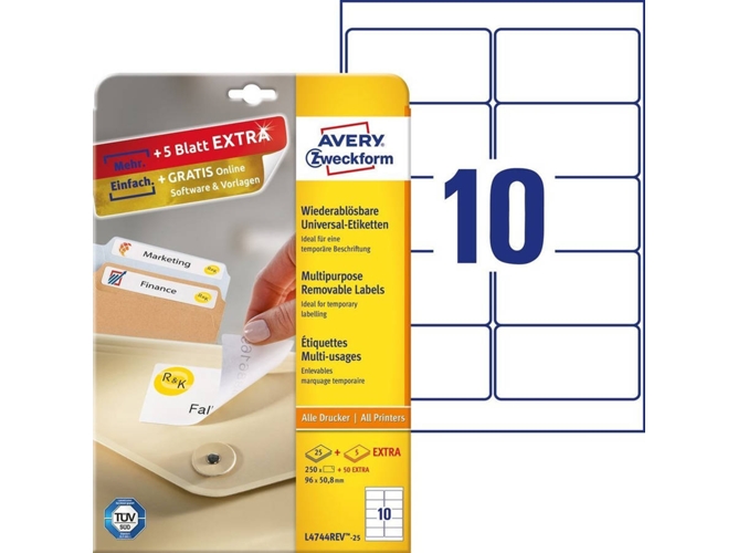 Etiquetas AVERY ZWECKFORM L4744REV-25