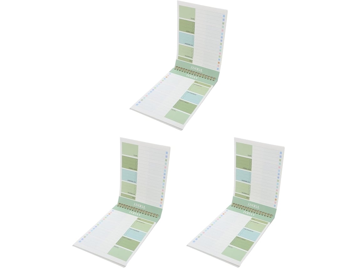 Cuaderno Planificador Diario A5 Verde, 3 Cuadernillos, 52 Hojas Desprendibles, Encuadernación En Espiral.