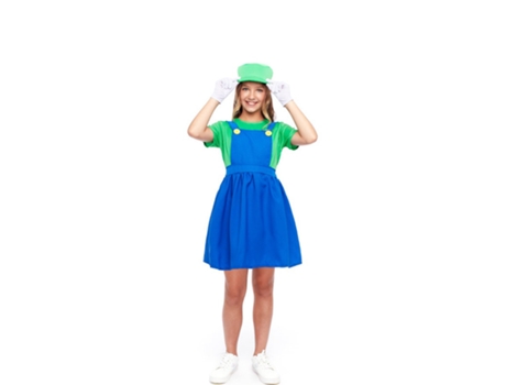 Disfraz de Niña PARTILANDIA fontanero verde de videojuegos (Tam.: 5-6 anos)