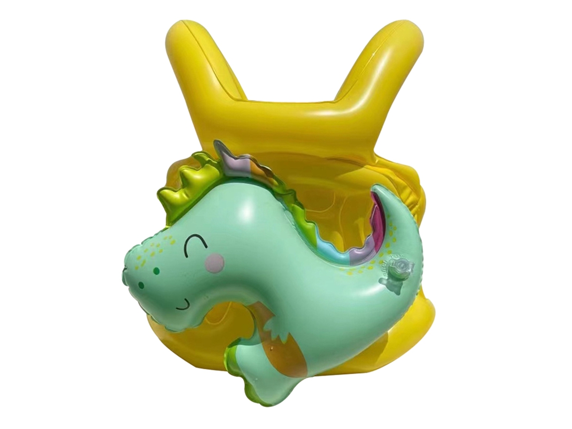 Pelota hinchable amarilla con forma de dinosaurio para niños de 5 a 8 años.