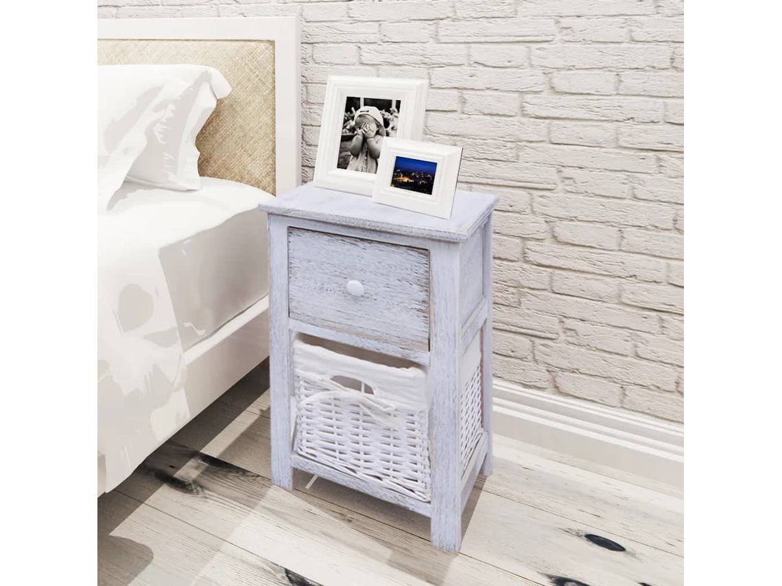 Mesitas de Noche 2 Pzs Madera Blanco