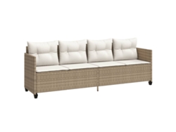 Chaise longue de mimbre beige con cojines EXCLUSIVA MAISON
