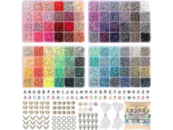 Kit De 9600 Perlas De Arcilla Para Joyería, 96 Colores Heishi Con Letras Y Caritas Felices