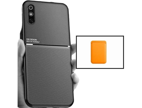 Kit Funda Magnetic Lux y Magnetic Wallet Naranja Xiaomi Redmi 9A Sport PHONECARE Negro