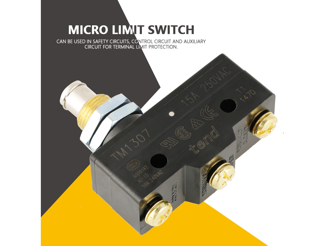 2026dz-1 Pieza Interruptor Micro Límite Momentáneo Tm1307 De Panel Con Plunger Negro