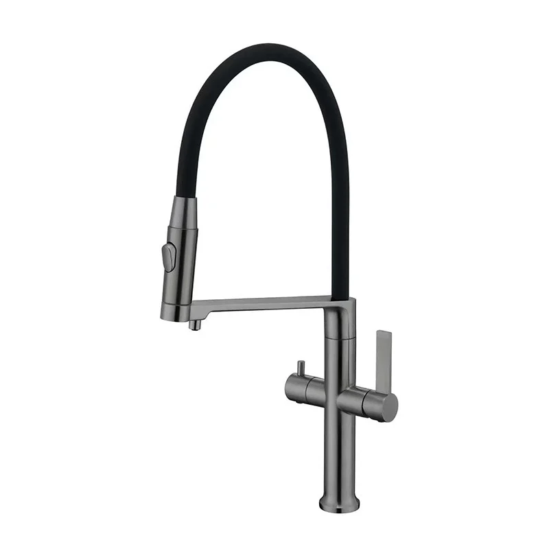 (gris Oscuro G1/2) Grifo De Cocina, Grifo Extraíble Para Fregadero Con Cabezal De Ducha Abatible