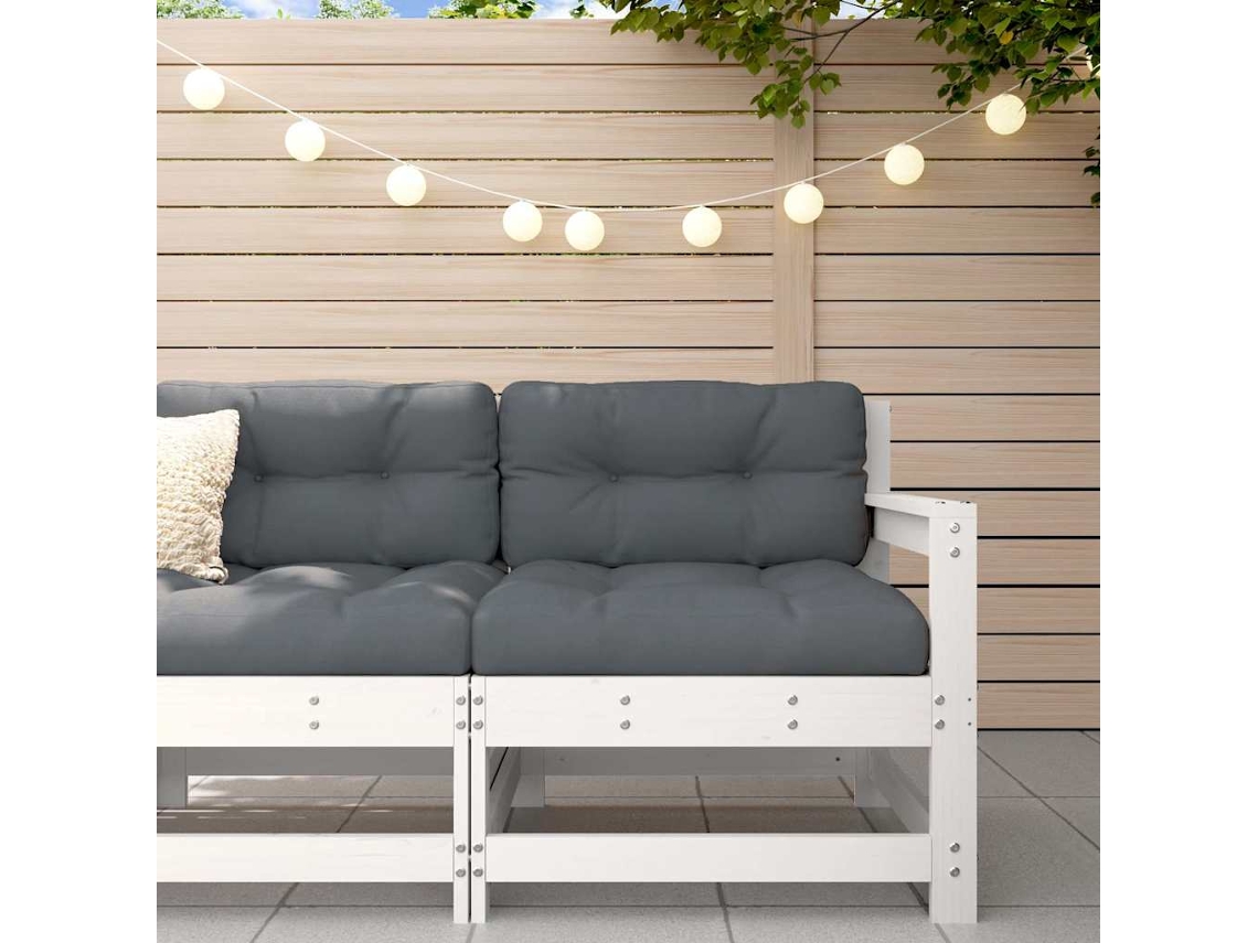 Sillón De Jardín Con Cojines Madera Maciza De Pino Blanco